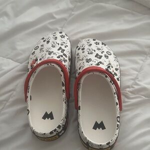 CROCS White and Red Cartoon Mules